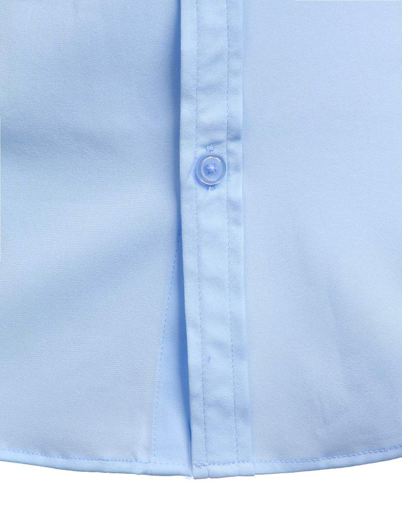 ZEROYAA Mens Hipster Solid Slim Fit Long Sleeve Mandarin Collar Dress Shirts ZLCL08 Light Blue Large - Image 5